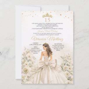 Invitation Espagnol Crème d'Ivoire Princesse Florale Douce 15