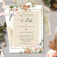 Espagnol, Élégant Blush Terracotta Floral Mariage