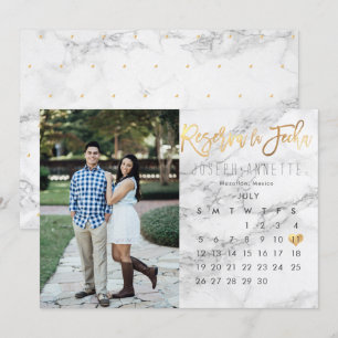 Invitation Espagnol Enregistrer la date Calendrier Marbre fau