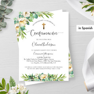 Invitation Espagnol, Floral Blanc Jaune de Verdure Confirmati