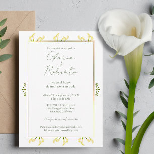 Invitation Espagnol, Mariage Alcatraces Or Minimaliste