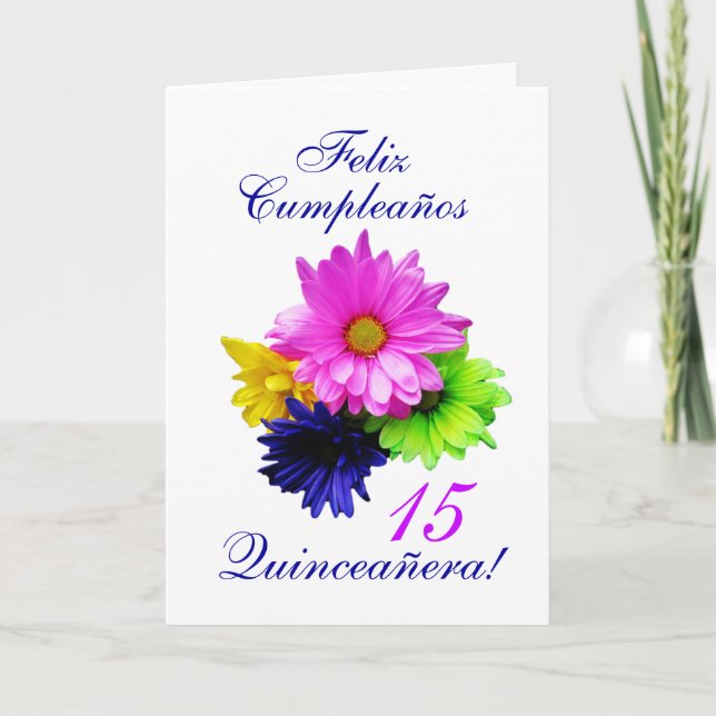 Invitation Espagnol : Quinceanera 15 ans B-jour (Devant)