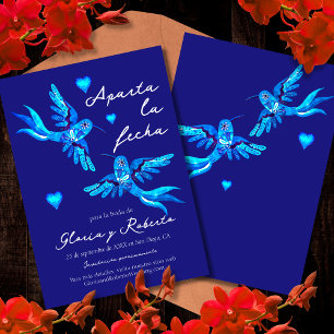 Invitation Espagnol, Réservez la Date Mariage Colibri Bleu