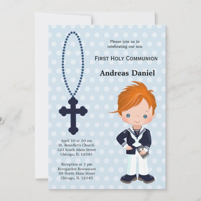 Invitation Espagnol Sailor First Communion garçon (Devant)
