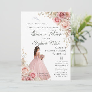 Invitation espagnole Quinceanera invitation floral