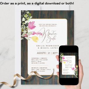 Invitation Espanol Invitación de Boda Floral Mariage Rustic I