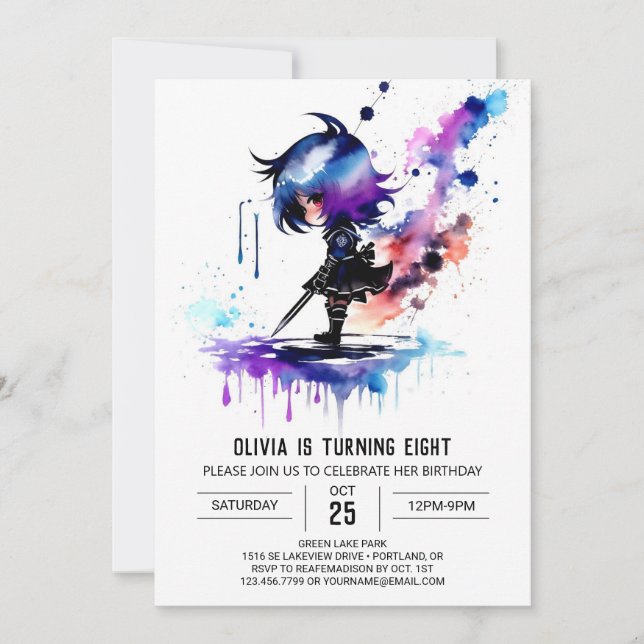 Invitation Espion guerrier Ninja Digital Girl Anniversaire (Devant)