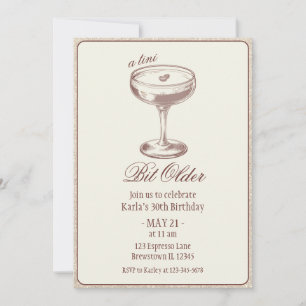 Invitation Espresso Martini Bit Ancien 30e anniversaire éléga