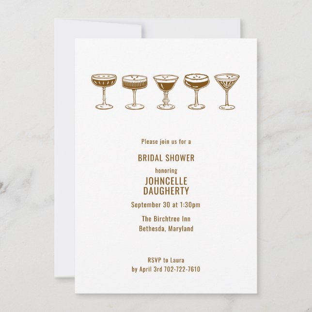 Invitation Espresso Martini Bridal Shower w/QR Code  (Devant)