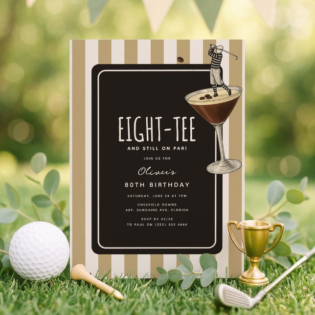 Invitation Espresso Martini Golf Thème 80e Anniversaire (Créateur téléchargé)