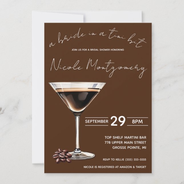 Invitation Espresso Martini mariée dans une Fête des mariées  (Devant)