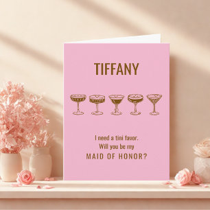 Invitation Espresso Martini Rose Serez-Vous Ma Servante D'Acc