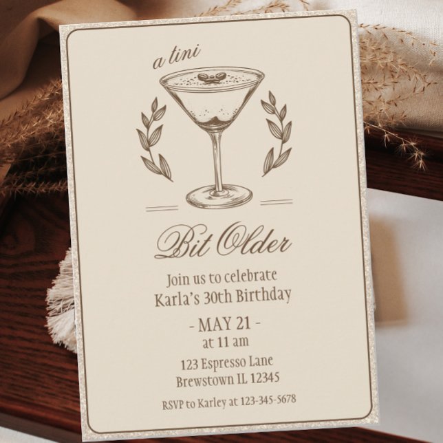 Invitation Espresso Tini Bit Ancien 30e anniversaire élégant (Créateur téléchargé)
