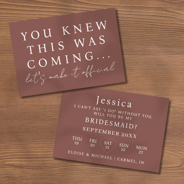 Invitation Espresso Will You Be My Bridesmaid Proposal Card (Pop the question to your bridal party with this Will You Be My Bridesmaid Proposal Card! )