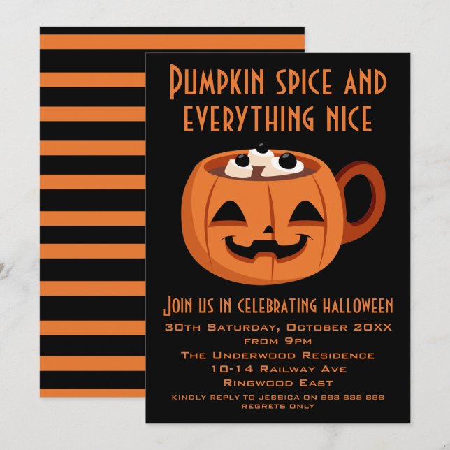 Invitation ESPRIT citrouille ET TOUT LE BEAU HALLOWEEN (Devant / Derrière)