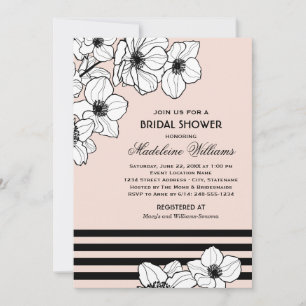 Invitation Esquisse d'anémone moderne pour douche de mariage 