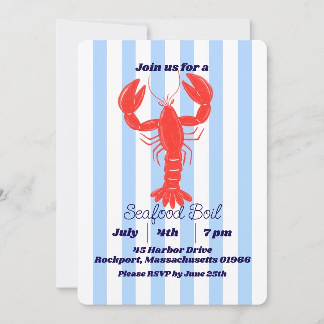 Invitation estivale nautique au homard côtier (Devant)