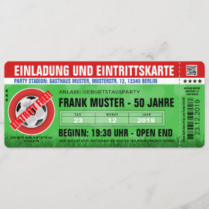 invitation et billet rouges (billet de football)