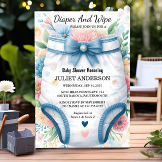 Invitation Et Poster Papa Bleu Rose Bleu Bleu Bleu Bleu Et es