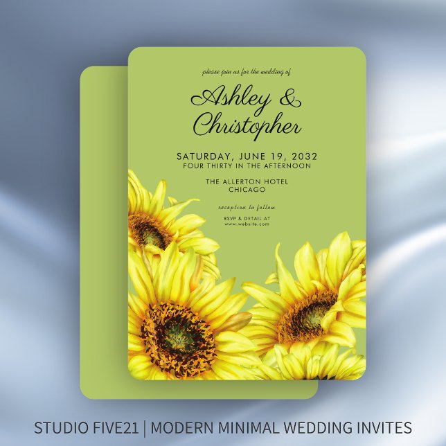Invitation Etanchéité Sunflower Mariage vert clair (Créateur téléchargé)