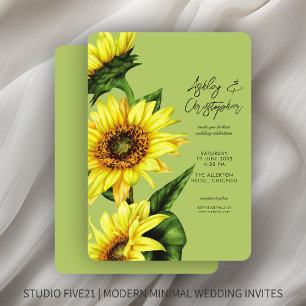 Invitation Etanchéité Sunflower Mariage vert clair
