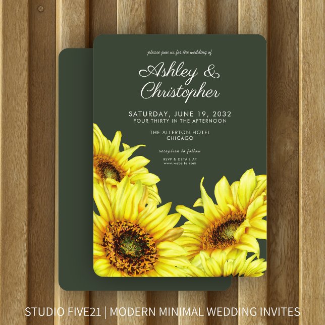 Invitation Etanchéité Tournesol Moss Mariage vert (Créateur téléchargé)