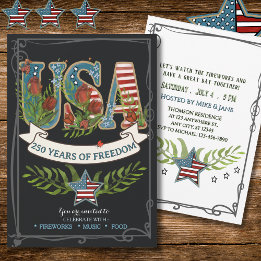 Invitation États-Unis 250 Ans de Liberté Charbon de Bois 4 Ju