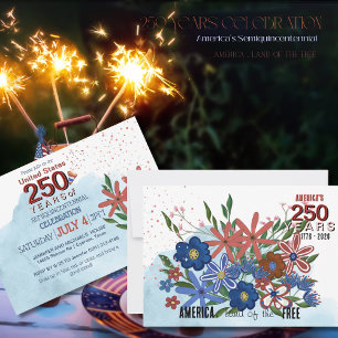 Invitation États-Unis 250 ans de liberté : commémoration flor