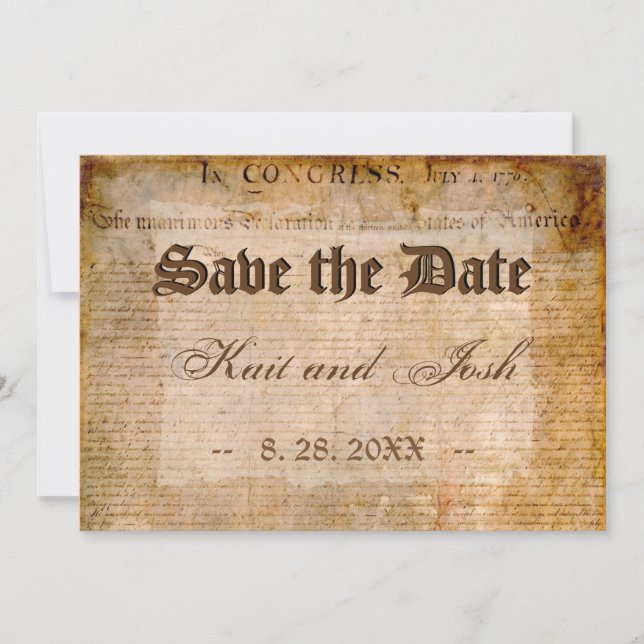 Invitation Etats-Unis 📜 Déclaration d'indépendance Enregistr (Devant)