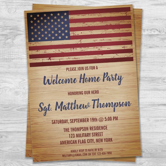 Invitation États-Unis Drapeau Militaire Soldat Homepoming Par (Créateur téléchargé)