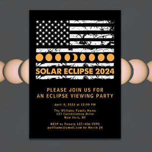 Invitation États-Unis Drapeau total Éclipse solaire 4/8/24 Vi