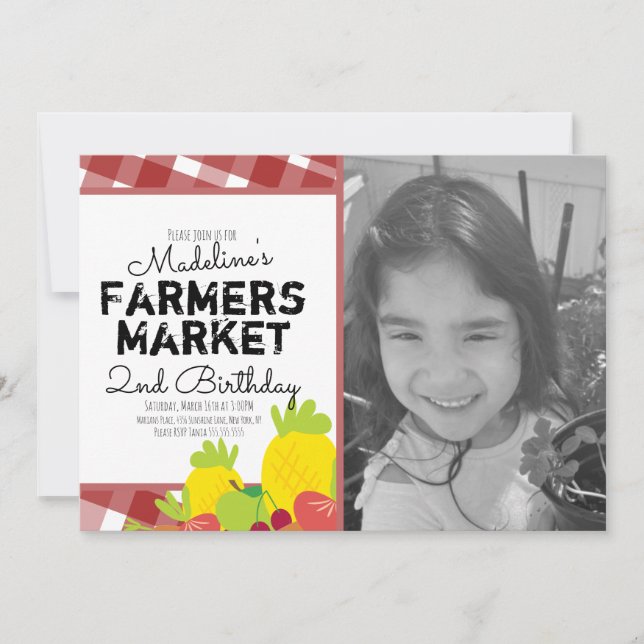 Invitation Été Agriculteurs Marché Légumes Anniversaire Photo (Devant)