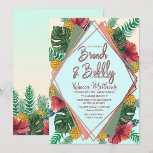 Invitation Été Aiguille tropicale Brunch floral et mousseux