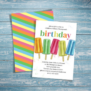 Invitation Été Anniversaire Fête Cute Popsicles