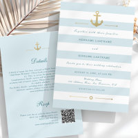 Eté Aqua Nautical QR RSVP tout-en-un Mariage
