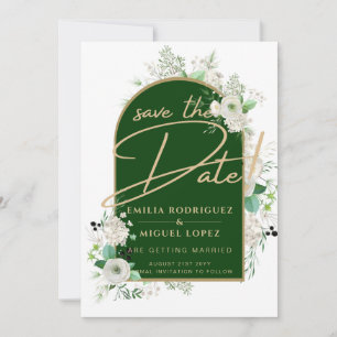 Invitation Été Blanc Roses Emerald Green Arch Mariage