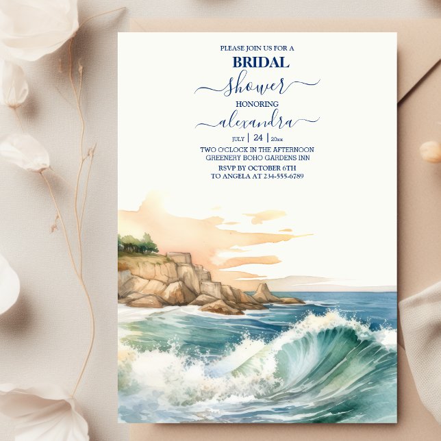 Invitation Eté Blue Ocean Beach Fête des mariées (Créateur téléchargé)