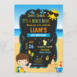 Invitation Été de garçons de fête d'anniversaire de piscine