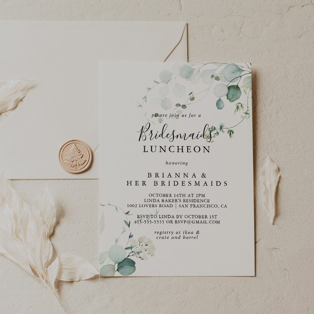 Invitation Été Eucalyptus Bridesmaids Luncheon Douche (Créateur téléchargé)