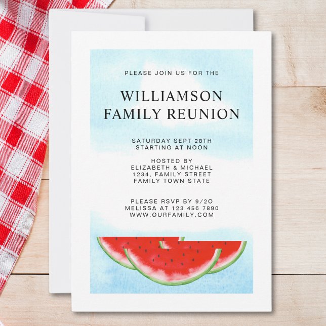 Invitation Été Famille Réunion fête Pique-nique BBQ Watermelo (Créateur téléchargé)