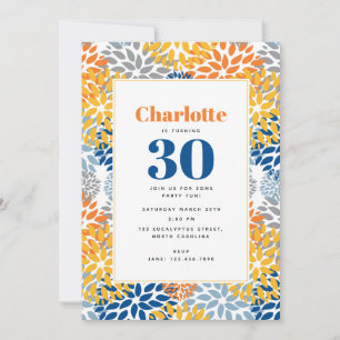 Invitation Été Floral Abstrait Couleurs vives Anniversaire
