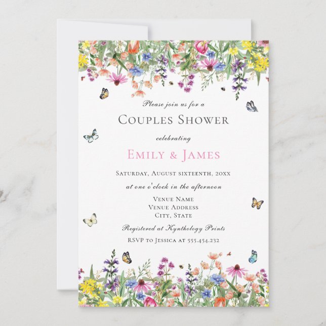 Invitation Été Floral Couples Douche (Devant)