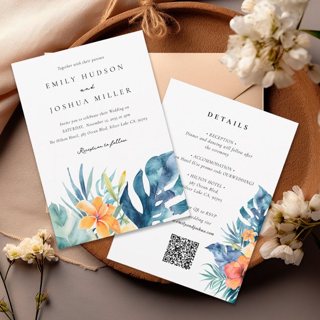 Invitation Été floral tropical tout en un Mariage (Créateur téléchargé)