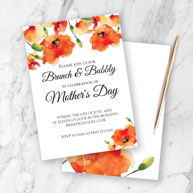 Invitation Été Golden Poppy Fête des mères Brunch (Créateur téléchargé)