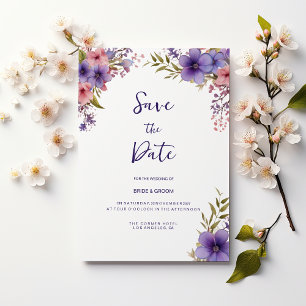 Invitation Été lavande rose cadre floral Enregistrer la date