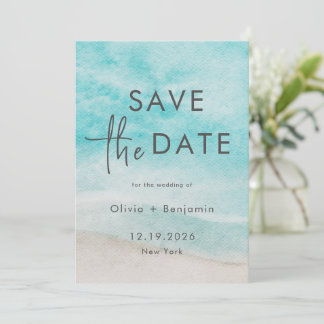 Invitation Eté Moderne Ocean Beach Mariage Économisez La Date