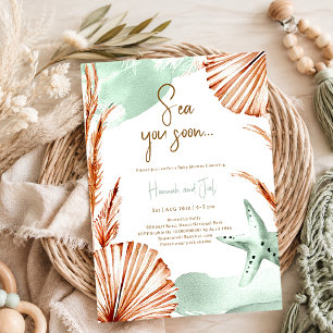 Invitation Été Océan Mer Vous Bientôt Vert Sauge Baby Shower