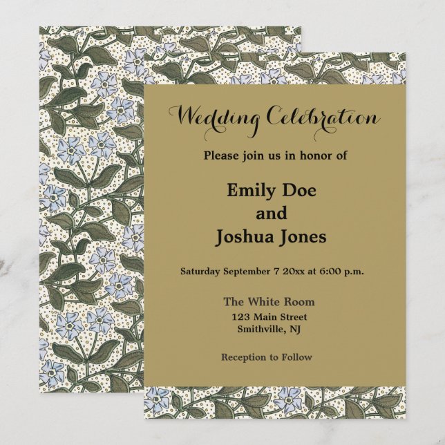 Invitation Été Périwinkel Fleur Plutôt Élégant Floral (Devant / Derrière)