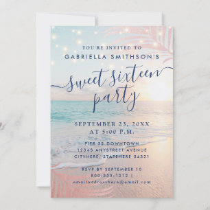 Invitation Été Plage Feux Luminaires doux 16 Anniversaire