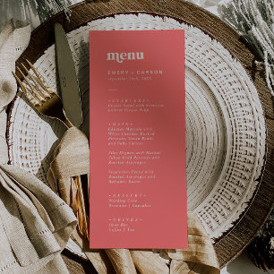Invitation Été rétro Menu Mariage imprimable rose chaud